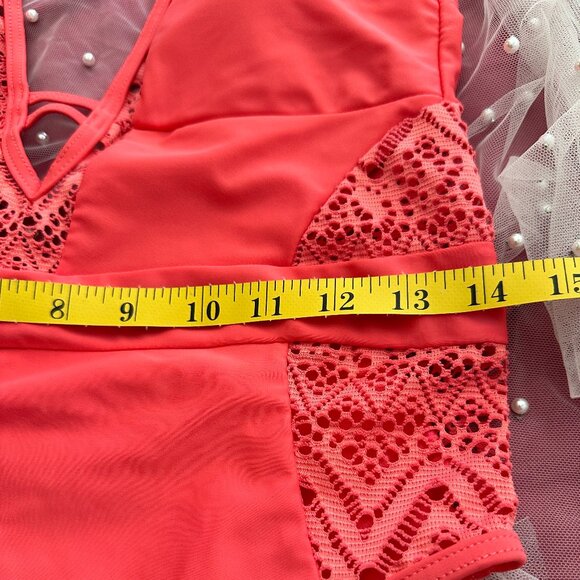 NWOT Coral Lace Cutout One Piece Swimsuit Women's Size Medium - Picture 8 of 12